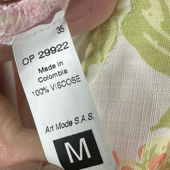 MAAJI Pink Beachy V-Neck Flowy Floral Mini Dress Medium - Picture 8 of 8